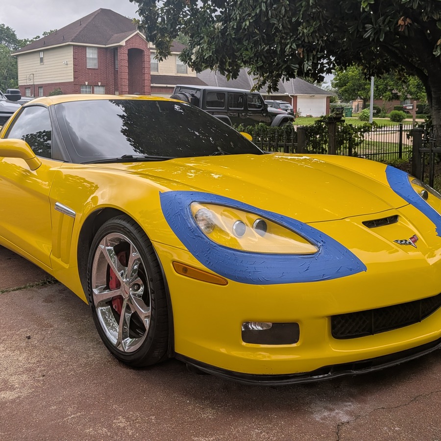 Completed Corvette headlight restoration