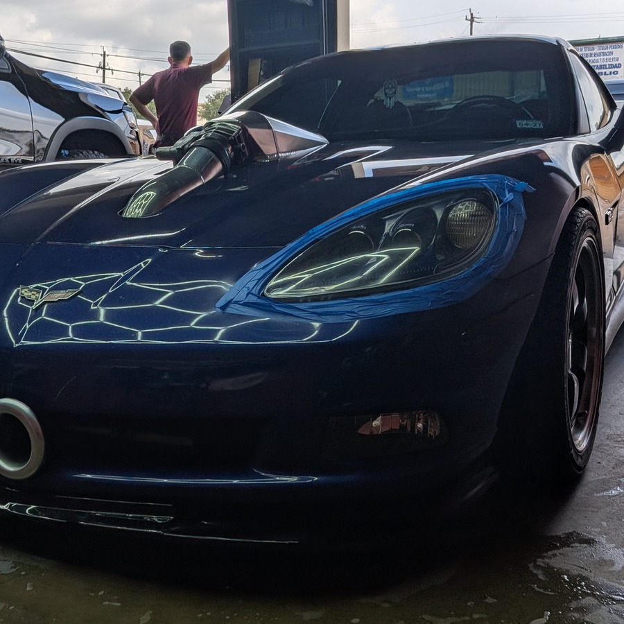 Completed Corvette headlight restoration