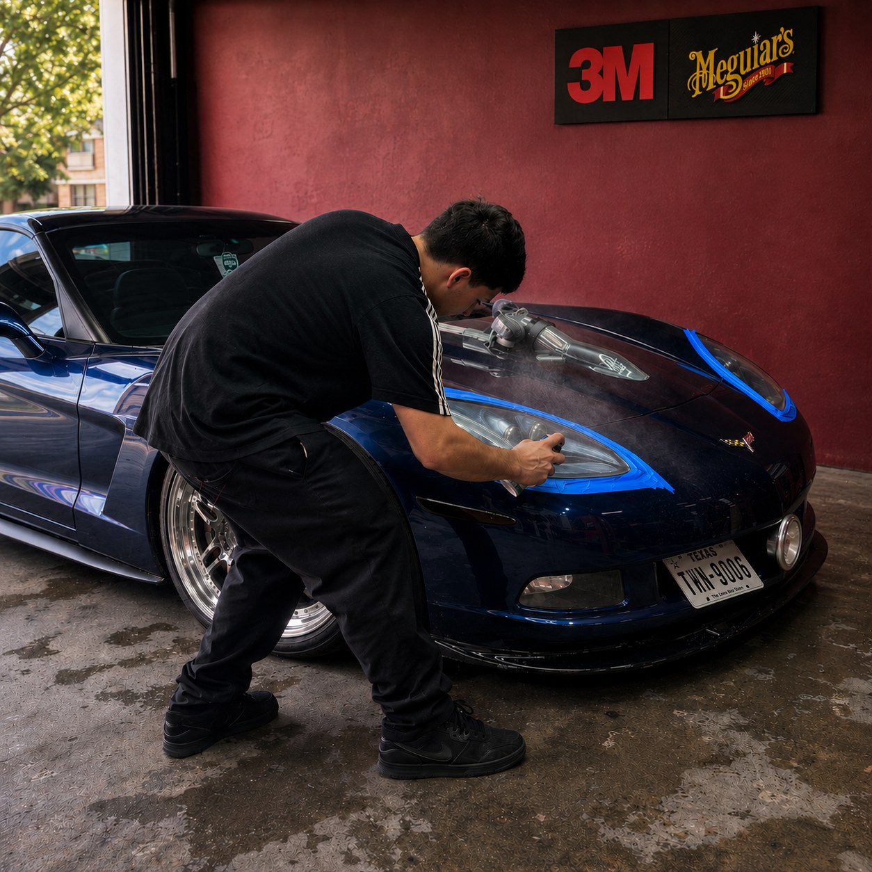 Lonestar Headlights technician restoring a Corvette headlight